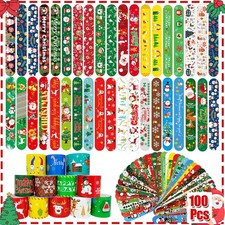 SUNPROUND 100Pcs Christmas Slap Bracelets Bulk, Toys Party Favors...