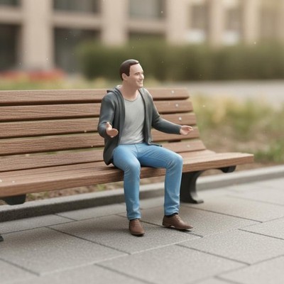 Sitzender Mann Figur fein detaillierte Miniaturszene Vorrat Harzmaterial