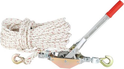 Rope Puller, 3/4 Ton (1,653 lbs) Pulling Capacity, with 100' of 0.6'' dia. Rope,