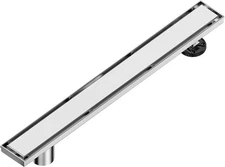 48" Offset Linear Shower Drain w/ Tile Insert, Brushed SS, Side Outlet 🛁
