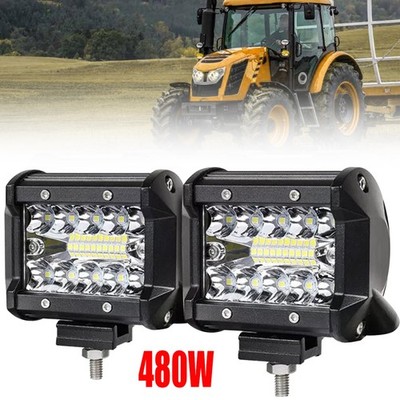 2x 480W LED Arbeitsscheinwerfer 12V 6D Offroad Scheinwerfer Traktor Bagger SUV