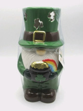 New Mr Christmas brand "Mr Lucky" LED gnome cookie/snack/candy jar canister