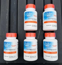 (5) Doctor s Best Serrapeptase 40 000 SPU 90 Caps EA Gluten-Free Vegan EXP 5/27