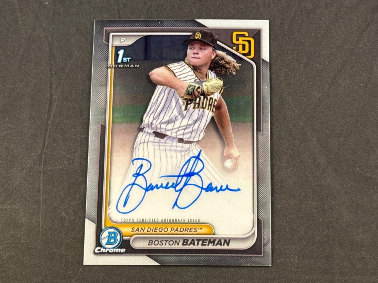 2024 BOWMAN CHROME DRAFT BOSTON BATEMAN 1ST PROSPECT AUTO SAN DIEGO PADRES