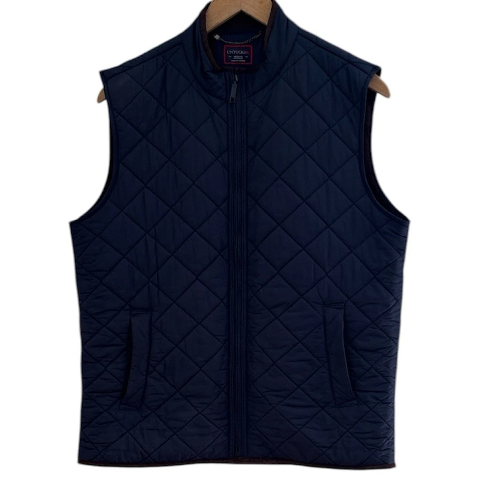 Untuckit Quilted Navy Men's Fleece Lined Jacket Vest Medium Layering Classic