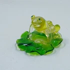 Vintage Murano Style Blown Glass  Frog On Lily Pad Figurine