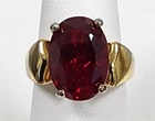 Vintage Ross Simons Gold Over Sterling Silver 925 Faceted Oval Ruby Ring Size: 7