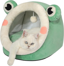 Cute Cat Bed, Indoor Lovely Velvet Igloo for Cat and Small Dog, Warm Cave Sleepi