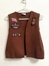 Vintage Girl Scouts Brownie Vest With Patches & Pins Size Medium NortheastTexas