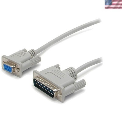 10 ft Serial Null Modem Cable - DB9F to DB25M with Quality Shielding