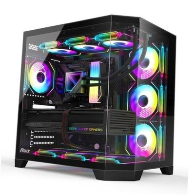 OV303 ATX Mid-Tower PC Case, Pre-Installed 4 x 120mm Prism ARGB PWM Black