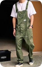Retro Style Men Overalls Suspender Trouser Straight Pants Loose America New