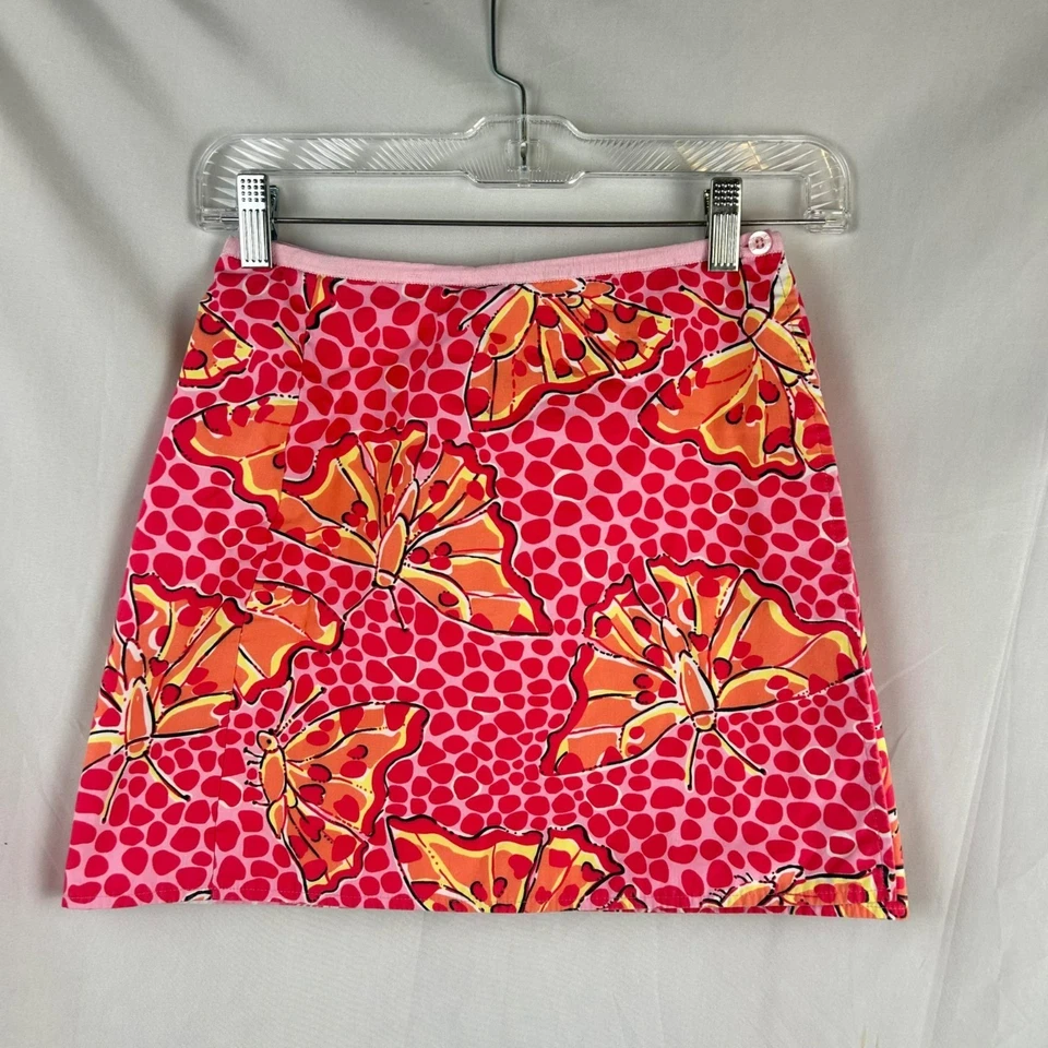 Vintage Lilly Pulitzer Reversible Skirt Girls 8 Pink Butterfly Zebra White Label - Image 4 of 4