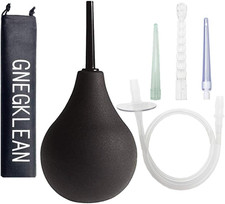 Black Silicone Enema Bulb Kit 7.6Oz Clean Anal Douche for Men Women