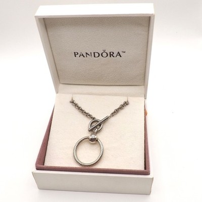 Pandora Moments Sterling Silver O Pendant T Bar Toggle Necklace 391157C00  New