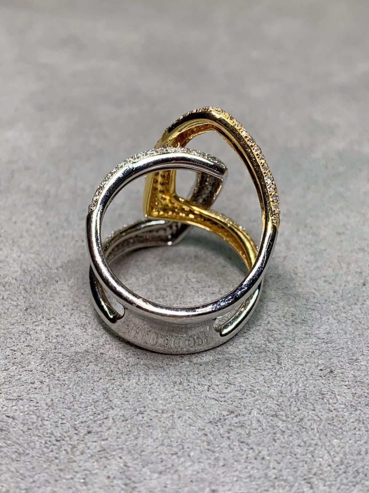 Effy 14K Two Tone Large Interlocking Diamond Ring… - image 3