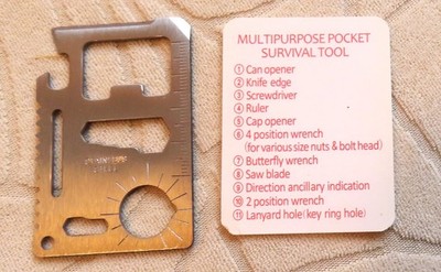 MULTIPURPOSE POCKET SURVIVAL - Stainless Steel With 10 Tools NEW