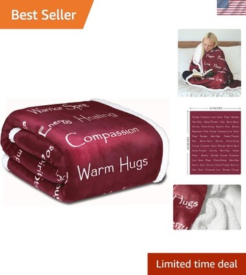 Super Soft Compassion Blanket in Burgundy - 50 x 65 Healing Affirmations