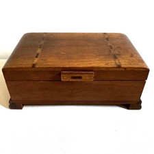 Vtg Thorens Art Deco Inlay Wooden Jewelry Music Box Chest Swiss Works MCM