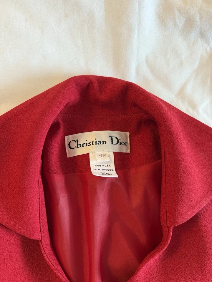 Traje De Colección Christian Dior Alquimia Raro Rojo Para Mujer 1980 Hecho en EE. UU. Talla 4 Foto 2 de 4