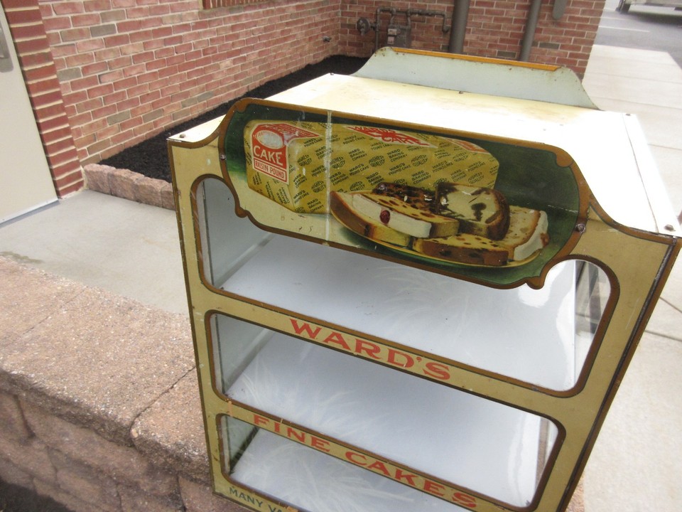 Advertising display case Wards Cakes Tin Lithograph Marquee Top ...