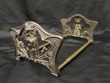 Antique H.L. Judd #9776 Art Nouveau Owl Expandable Book Rack Brass Bookends