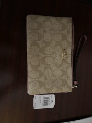 NEW COACH Signature PVC Large Wristlet-Light Khaki/Rose 58695 | eBay