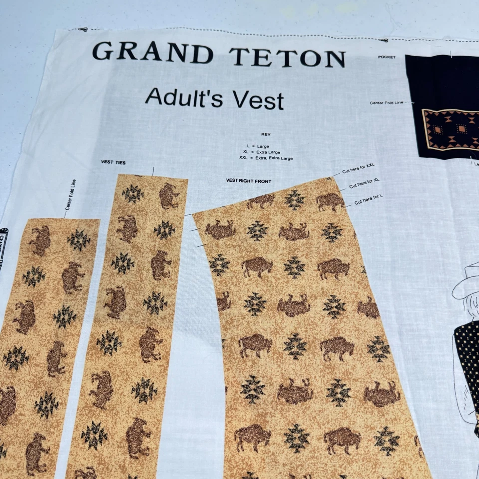 Panel de tela cranston algodón grand teton adulto chaleco safari animal temático Foto 4 de 4