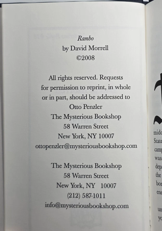 David Morrell SIGNED "Rambo" Mysterious Profile #18 1st Ed. Limited HB 75/100 Foto 4 de 4