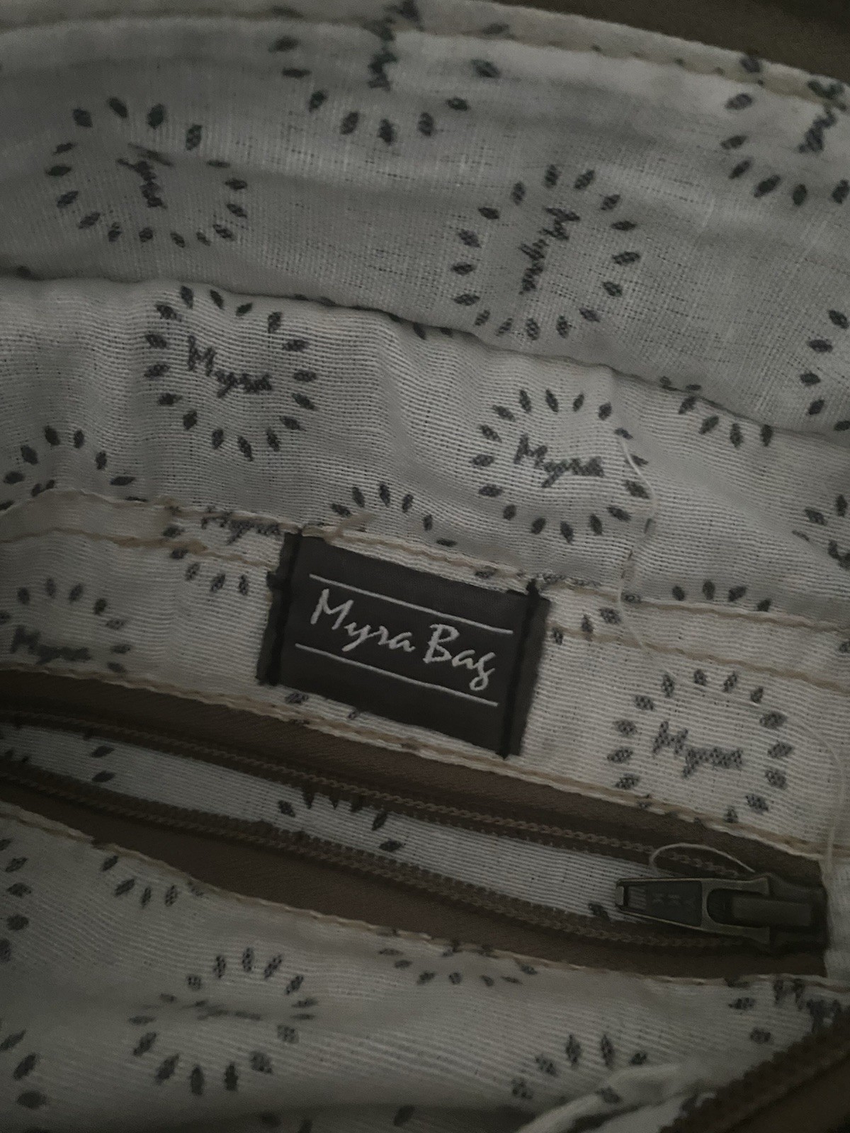 Myra Geometric Pattern Zip Shoulder Bag Brown Bei… - image 3