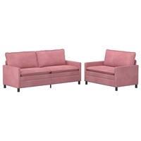 Sofa Set 2Er Rosa Samt Couch Couchgarnitur Wohnzimmer