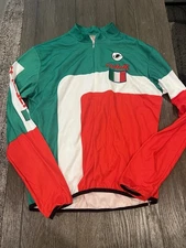 Mens Castelli Italy Long Sleeve Cycling Jersey Red Green White Thermal 2XL