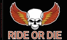 3x5 Ride or Die Skull With Wings Biker Premium 200D Quality 3x5 Flag 2 Grommets