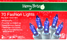 BRAND NEW MERRY BRITE 15' BLUE MINI CHRISTMAS STRING LIGHTS 70 LIGHTS SET