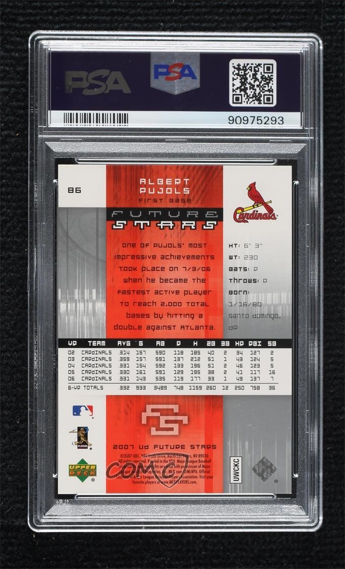 2007 Upper Deck Future Stars Red 48/199 Albert Pujols #86 PSA 9 MINT view 2