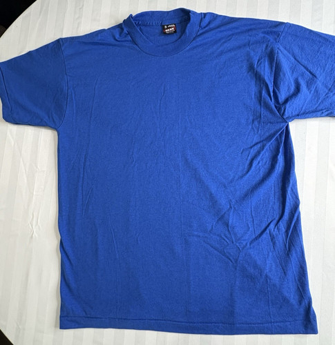 Vtg 80s 90s Fruit Of The Loom Best Blank T Shirt Adult XL Blue USA Made Mens