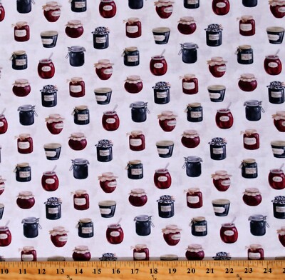 Cotton Fruit Jelly Jam Preserves Homemade Happiness Fabric Print by Yard D575.94