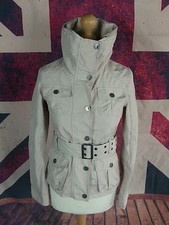 #722a Sos Jensen Ladies Cream Belted Utility Waterproof Coat Jacket, Small