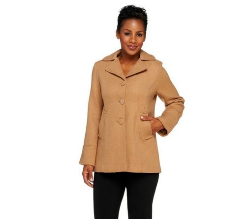 Camel Tan Brown Textured Swing Car Coat 