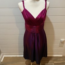 Ann Taylor Womans NWT Pink/Purple Sleeveless rushed waist SILK Dress Size 2