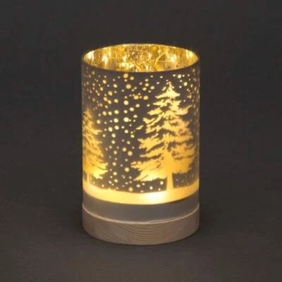 SHATCHI 15cm Weihnachten Tischdeko Xmas LED Lichterkette Vase Lampe Schneefall Szene