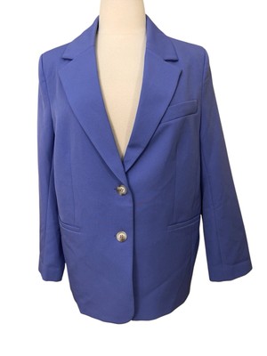 River Island Womens Plus Size Periwinkle Blue 2 Button Work Blazer US 14