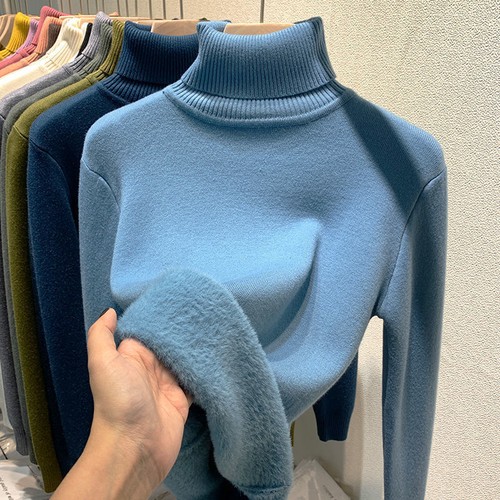 High-necked Sweater Top Women's Autumn And Winter Velvet Padded Bottoming Shirt - 第 7/58 張圖片