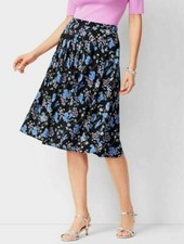 NEW 109 TALBOTS Blue Wildflowers Georgette Pleated,Full Midi Skirt Sz 8