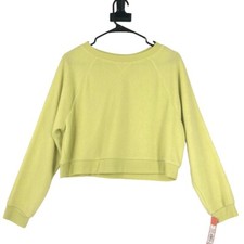 Colsie Women s Long Sleeve Crew Neck Oversized Cropped Sweatshirt Green Size S