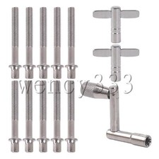 Drum Tension Rods M6x45mm with Standard Drum Key Wrench Repair Tool Pack of 13