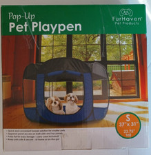 FurHaven Portable Pop-Up Mesh Pet Playpen Navy Blue Size SMALL New