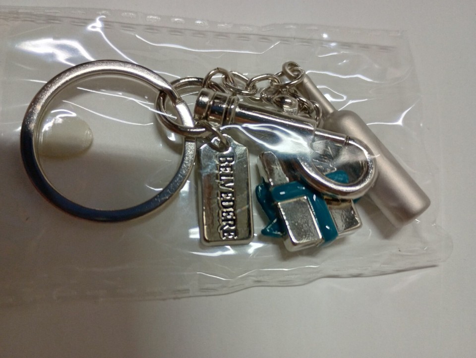 NEW LOT OF TEN BELVEDERE VODKA METAL BOTTLE KEYCHAINS KEYRINGS MERCH