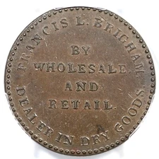 1833 HT-176 R-2 PCGS AU 58 MA Francis L Brigham Hard Times Token