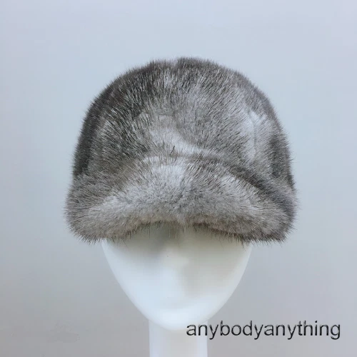 Echtes Nerz Pelz Herren Damen flache Mütze Winter warm Baseballkappe Schirmmütze Straße Hip Hop - Bild 24 von 29